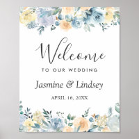 Bohemisch Vanilla Blue Floral Wedding Begrüßungsze