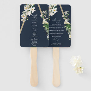 Bohemisch Wood Pyramid Florals Blue Wedding Progra Fächer