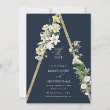 Bohemisch Wood Pyramid White Florals Blue Wedding
