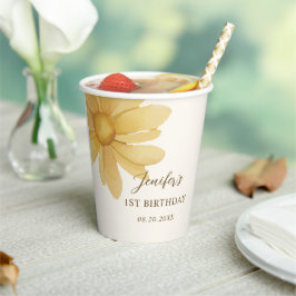 Bohemisch Yellow Daisy Floral Geburtstagsparty Pappbecher