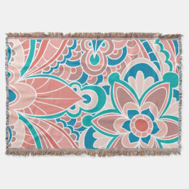 Bohemische, aquamarine und Pfirsichthrow-Decke Decke