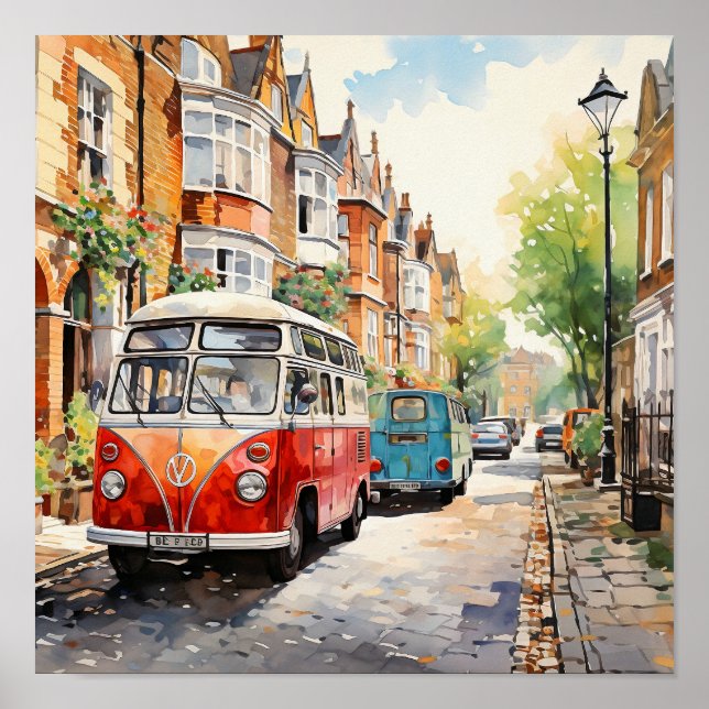 Bohemische Aquarellbilder in London Poster (Vorne)