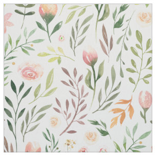 Bohemische Aquarellfarben-Blätter und Blume Stoff