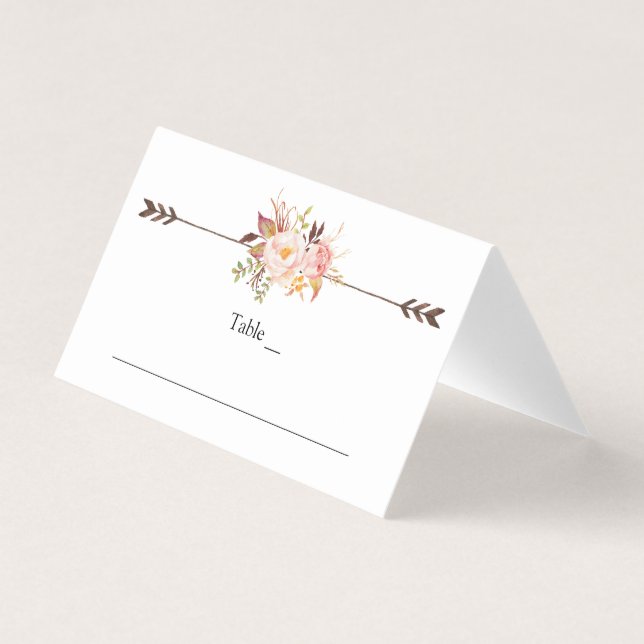 Bohemische Aquarellfarben Blume Elegante Platzkart Visitenkarten (Vorderseite)