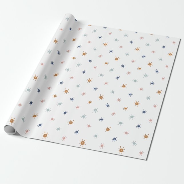 Bohemische Aquarellsonnen in Erdtönen Geschenkpapier (Ungerollt)