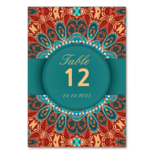 Bohemische Batik-Hochzeit-Tischnummer-Postkarten Tischnummer