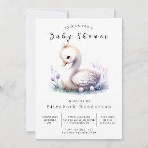 Bohemische bearbeitungsfähige Swan Baby-Dusche Einladung