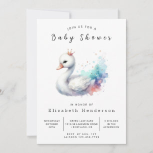 Bohemische bearbeitungsfähige Swan Baby-Dusche Einladung