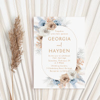 Bohemische Beige & Blauer Blumenrahmen Hochzeit