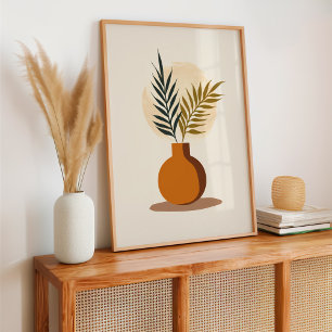 Bohemische Beige Pflanze und Vase Botanical Poster