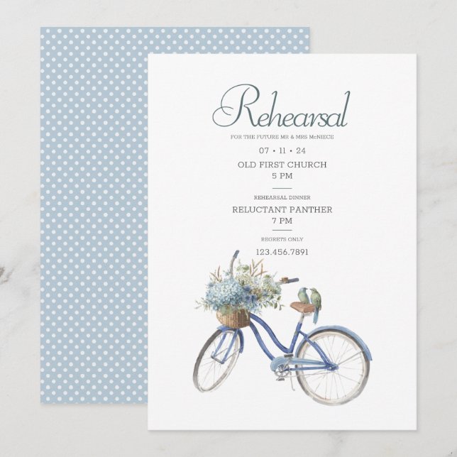 Bohemische Bicycle Watercolor Hochzeitsstimmung Pr Einladung (Vorne/Hinten)