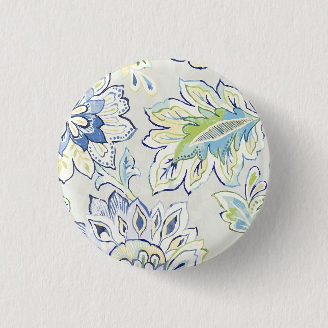 Bohemische blaue Blume Button (Vorderseite)