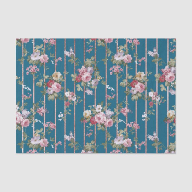 Bohemische blaue rosarote moderne mit seidenpapier (Vorderseite)