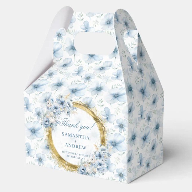Bohemische Blue Gold Gastgeschenk Hochzeit Box Geschenkschachtel (Aerial Bohemian Light Blue Gold Wedding Favor Box)
