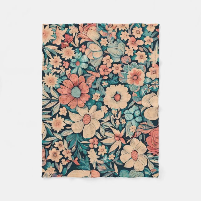 Bohemische Blume Fleecedecke (Vorderseite)