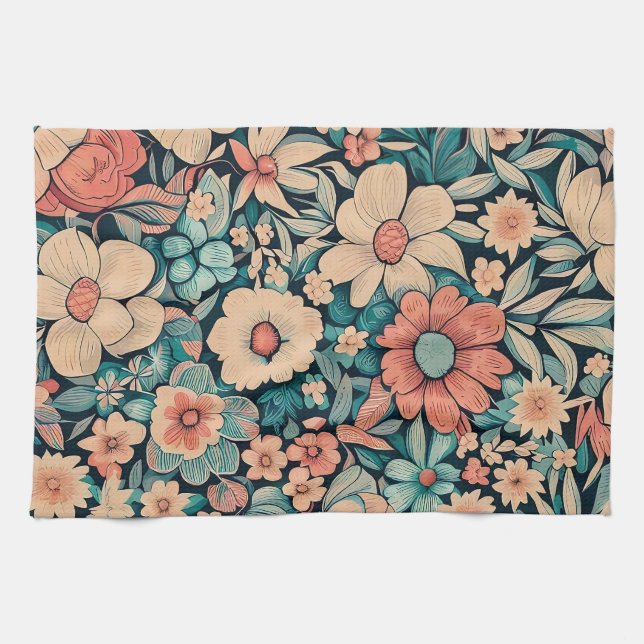 Bohemische Blume Geschirrtuch (Horizontal)