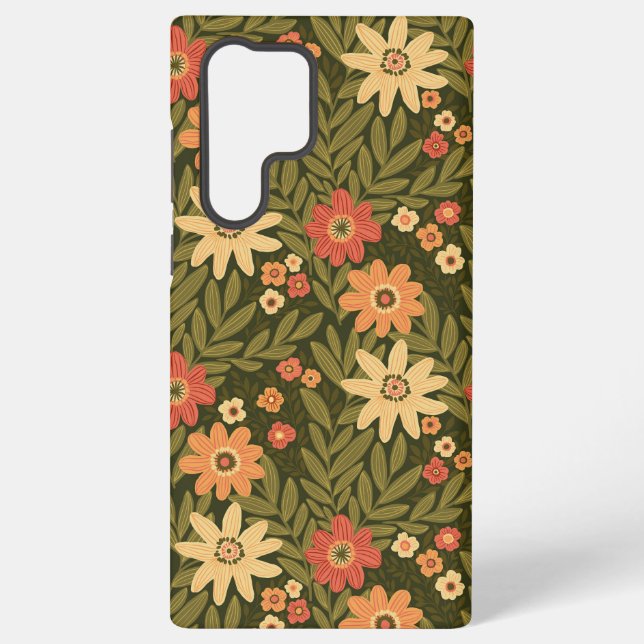 Bohemische Blume in Erdtönen Samsung Galaxy Hülle (Rückseite)