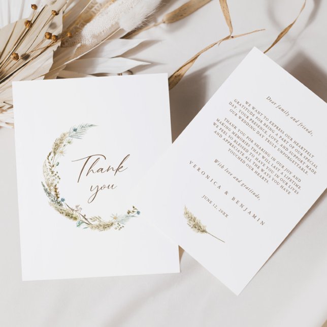 Bohemische Blume & Pampas Grass Dankeschön Karte (Von Creator hochgeladen)