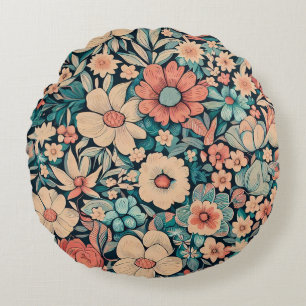 Bohemische Blume Pillow Case Rundes Kissen