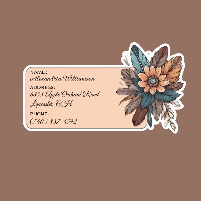 Bohemische Blume und Feathers Gepäckausweis Aufkleber (Von Creator hochgeladen)