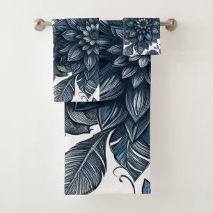 Bohemische Blumen- und Blütendrucke Badhandtuch Set