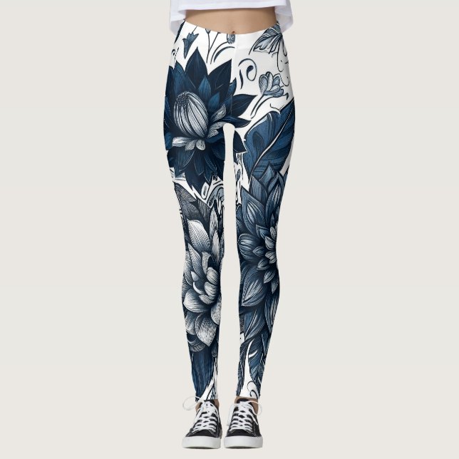 Bohemische Blumen- und Blütendrucke Leggings (Vorderseite)
