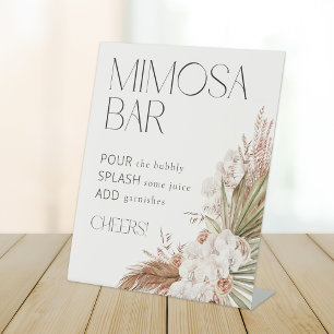 Bohemische Blumen und Feathers Mimosa Bar Sockelschild