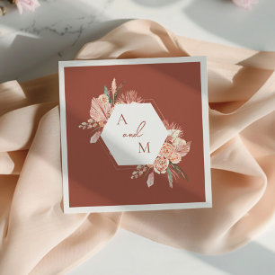Bohemische Blumenerde Terrakotta- und Elfenbein-Ho Serviette