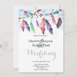 Bohemische Blumenfeathers Hochzeit Einladung