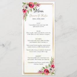 Bohemische Blumenhochzeit Menükarte