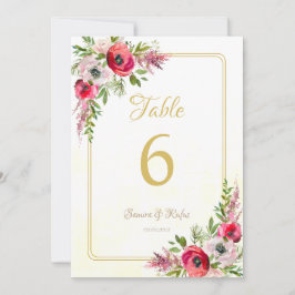 Bohemische Blumenhochzeit-Tischnummer Einladung