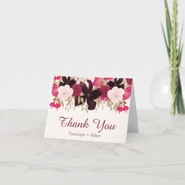 Bohemische Blumenhochzeit Vielen Dank, dass Sie ei Dankeskarte (Vorderseite)