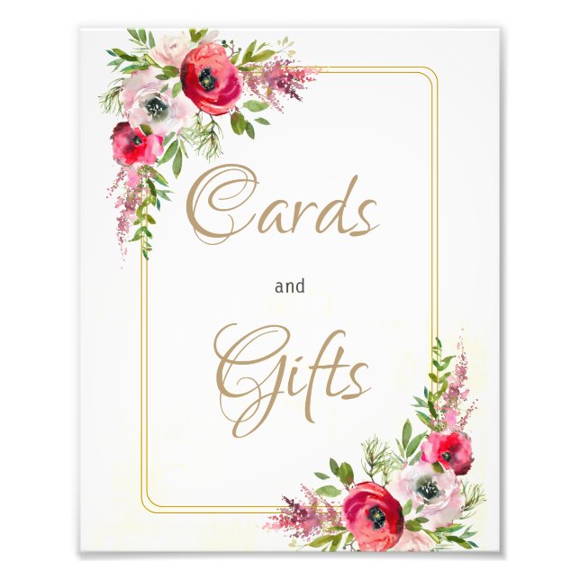 Bohemische Blumenkarten und Geschenke Hochzeitspos Fotodruck (Vorne)