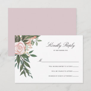 Bohemische Blumenrahmen Elegante Light Mauve Weddi RSVP Karte