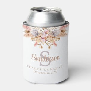 Bohemische Blumenstrübe Rosa Personalisierte Hochz Dosenkühler