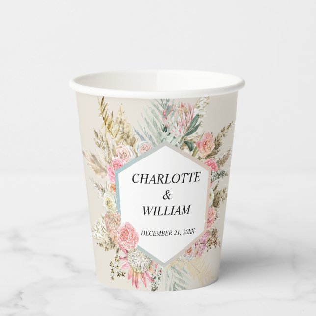 Bohemische Blumenzellenhochzeit Pappbecher (Links)