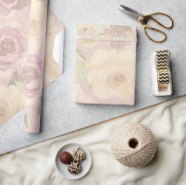 Bohemische Blush Rose Hochzeit Wasserfarben Geschenkpapier