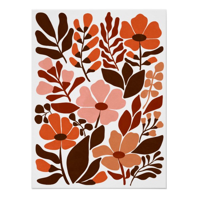 Bohemische Blüten Mitte des Jahrhunderts Blorerden Poster (Vorderseite)