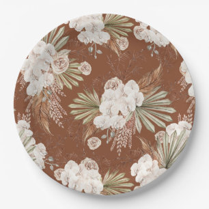 Bohemische Blüten und Federn Pappteller
