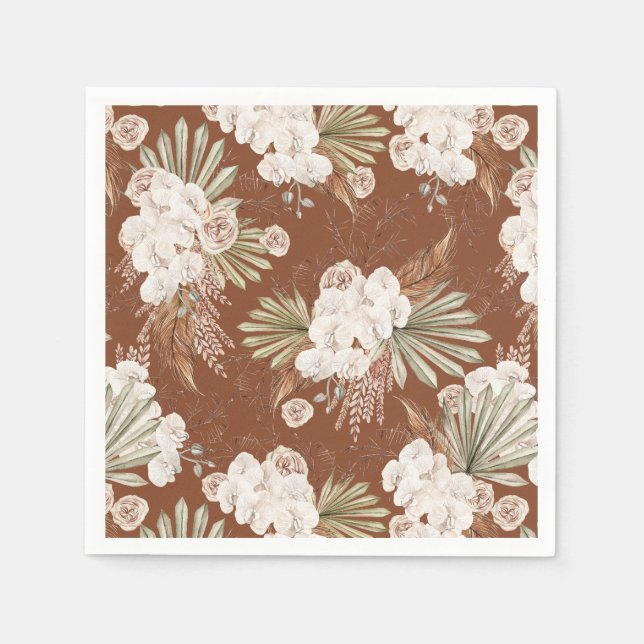 Bohemische Blüten und Federn Serviette (Vorderseite)