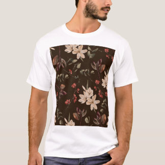 Bohemische Blütendunkel: Aquarellfarbenes, nahtlos T-Shirt