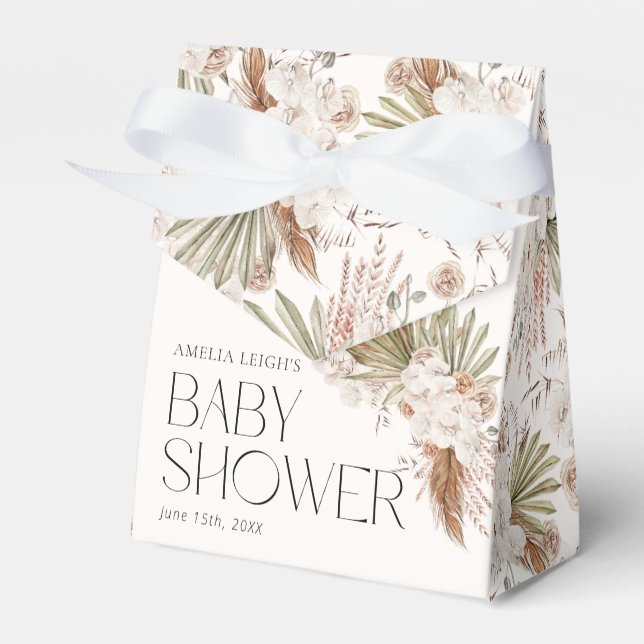 Bohemische Blütendusche und Federn Kinderdusche Geschenkschachtel (Vorderseite)