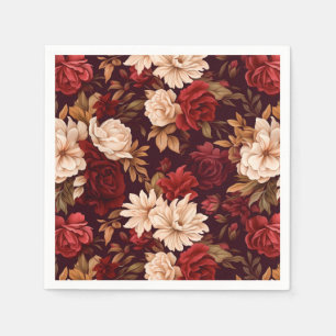 Bohemische bordeauxfarbene Blume Serviette