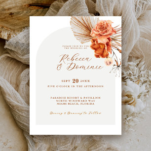Bohemische Burnt-Orange-Blütenhochzeit Einladung