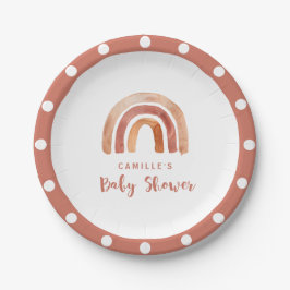 Bohemische Burnt Orange Rainbow Baby Dusche Pappteller