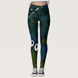 Bohemische Chintz-Illustration Aquamarin-grünes Bl Leggings