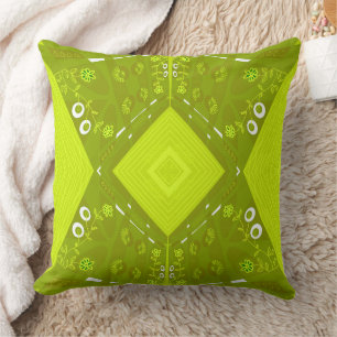 Bohemische Chintz Illustration Grüner Olive Avocad Kissen