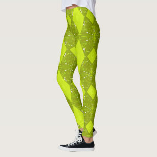 Bohemische Chintz Illustration Grüner Olive Avocad Leggings