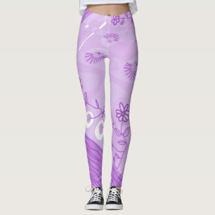 Bohemische Chintz Illustration Pastel Lilac Leggings