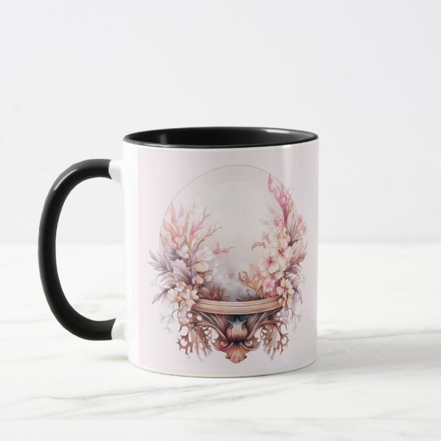 Bohemische Crystal Ball Blume Pink Halloween Tasse (Links)